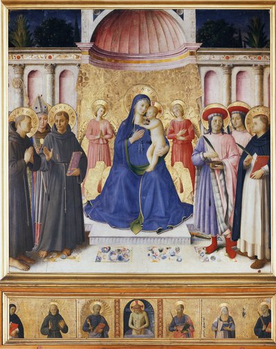 Vergine e bambino con sei santi. Pala d
