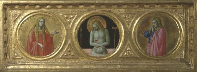 Cristo come Uomo dei Dolori affiancato da Santa Maria Maddalena e San Giovanni Evangelista da Fra Angelico