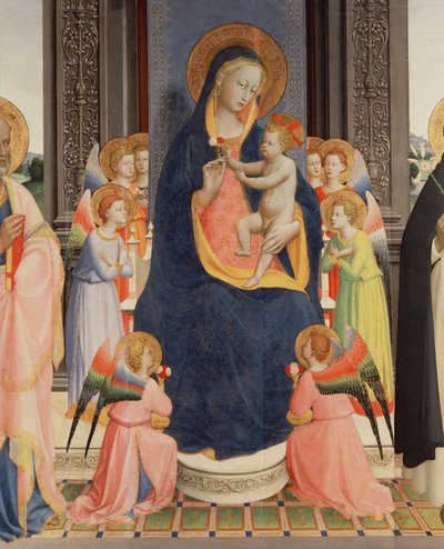 (dettaglio) dal Politico di San Domenico che mostra la Vergine e il Bambino in trono con otto angeli, c.1422 da Fra Angelico