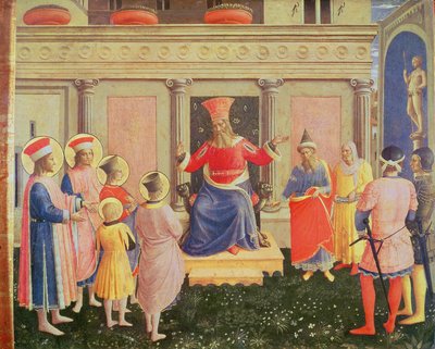 Santi Cosma e Damiano e i loro fratelli davanti al proconsole Lisia, dalla predella dell