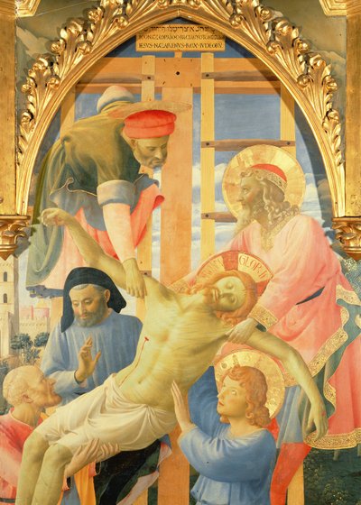 Pala di Santa Trinita, dettaglio del Cristo morto deposto dalla croce da Fra Angelico