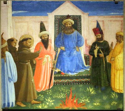 La prova del fuoco, San Francesco si offre di attraversare il fuoco per convertire il Sultano d