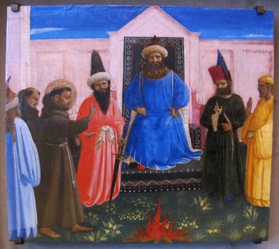 La prova del fuoco, San Francesco si offre di attraversare il fuoco per convertire il Sultano d