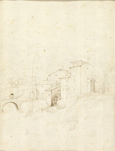 Mulino ad acqua con figure su un ponte ad arco da Fra Bartolommeo