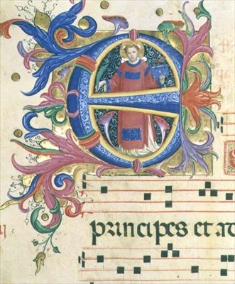 Messale 558 f.156v Iniziale istoriata 