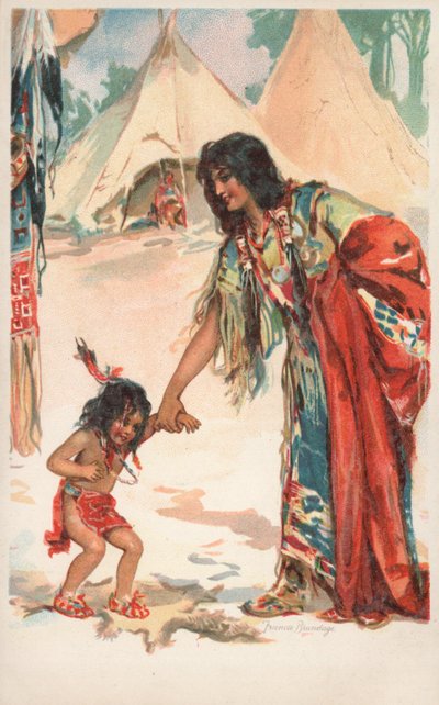 Una donna nativa americana che tiene per mano il suo bambino da Frances Brundage