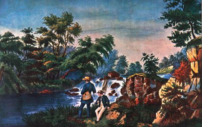 Il ruscello delle trote, pubblicato da Currier & Ives da Frances Flora Bond (c.1812 76) (after) Palmer