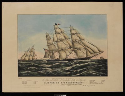 A Aaron J Westervelt Esq. costruttore della nave clipper di New York Sweepstakes questa stampa è rispettosamente dedicata dagli editori... da Frances Flora Bond (c.1812 76) (after) Palmer