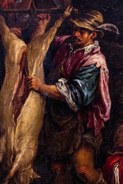 Contadino che scuoia un maiale, particolare da Francesco (1549-92) Bassano