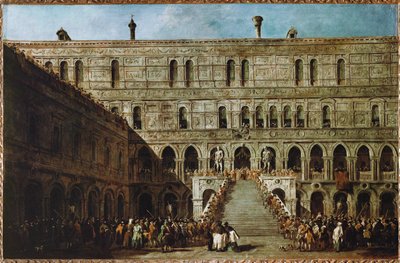 Incoronazione del Doge di Venezia sulla Scala dei Giganti del palazzo ducale ... da Francesco (circle of) Guardi