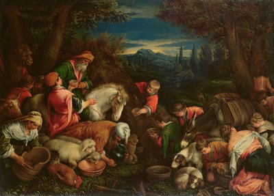 Giacobbe e Labano al pozzo, 1590 da Francesco Bassano