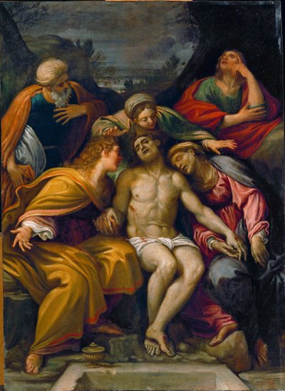 Deplorazione, con San Giovanni apostolo, Santa Maddalena, Maria Salome, Giuseppe d