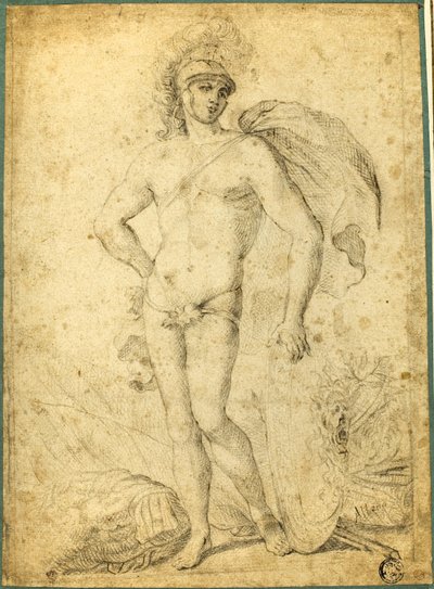 Guerriero nudo in piedi, forse Marte, con scudo da Francesco Albani