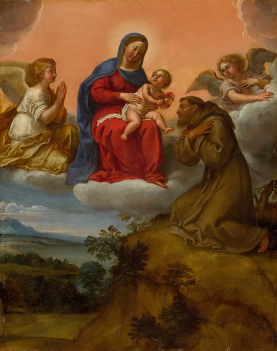 Vergine e bambino adorati da San Francesco da Francesco Albani