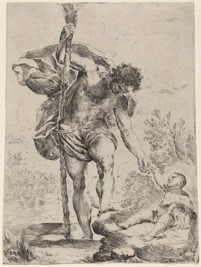 San Cristoforo che Dà la Mano a Gesù Bambino, 1650s da Francesco Amato