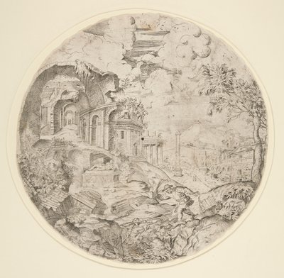 Veduta di Roma con rovine, Traiano da Francesco Amato
