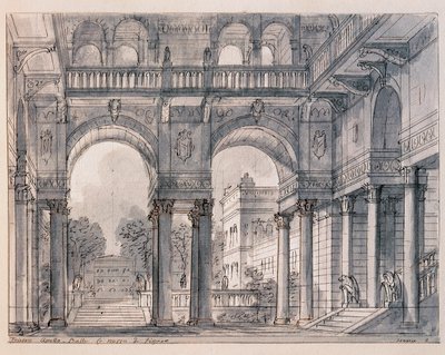 Scenografia per la seconda scena de "Le nozze di Figaro" di Wolfgang Amadeus Mozart diretta dallo scenografo Francesco Bagnara (1820-1839) Venezia, Museo Correr da Francesco Bagnara
