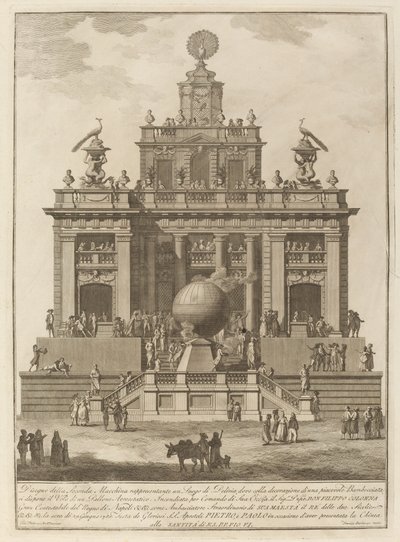 Un luogo di delizia con un pallone aerostatico, per il Festival di Chinea, 1785 da Francesco Barbazza