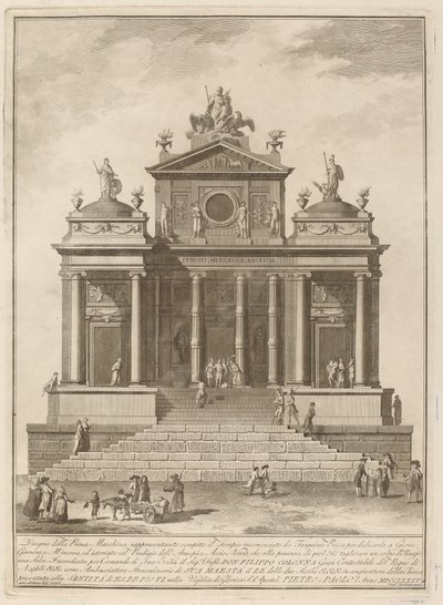 Un tempio dedicato a Giove, Giunone e Minerva, per il festival della "Chinea" da Francesco Barbazza after Giuseppe Palazzi