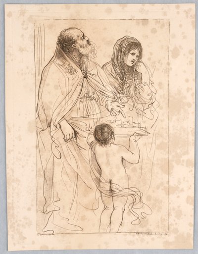 Un santo vescovo che indica una città modello, con altre figure, dopo un disegno di Guercino da Francesco Bartolozzi