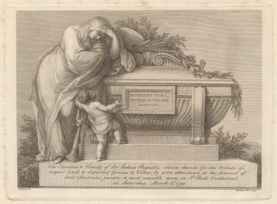 Biglietto Funebre di Sir Joshua Reynolds da Francesco Bartolozzi