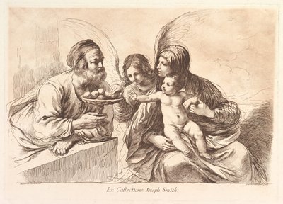 Sacra Famiglia con un angelo che offre frutta al Bambino Gesù: Raccolta di alcuni disegni da Francesco Bartolozzi