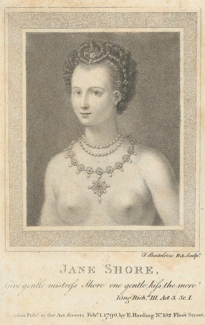 Jane Shore: Dai alla gentile signora Shore un altro bacio gentile Shakespeare, 1 febbraio 1790 da Francesco Bartolozzi
