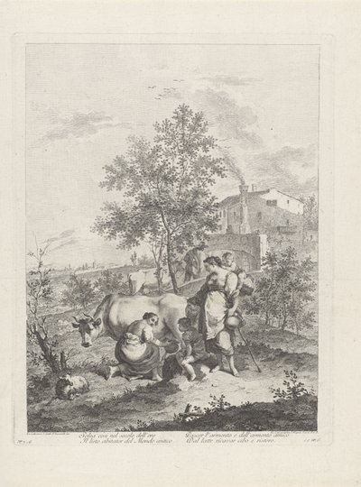 Paesaggio con mungitrice di mucche da Francesco Bartolozzi