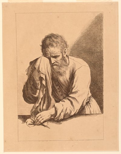Vecchio che piange, dopo un disegno di Guercino da Francesco Bartolozzi