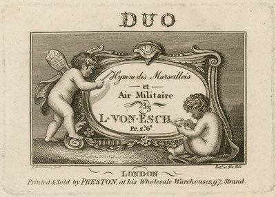 Tavola del titolo per Hymn des Marscillois et Air Militaire da Francesco Bartolozzi