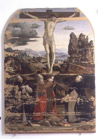 Crocifissione con San Domenico, Santa Maria Maddalena e San Pietro Martire da Francesco Bianchi Ferrari