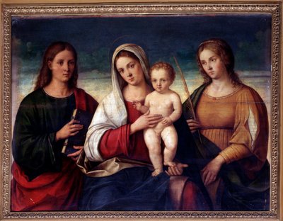 Vergine con bambino circondata da San Giovanni Evangelista e Santa Caterina d