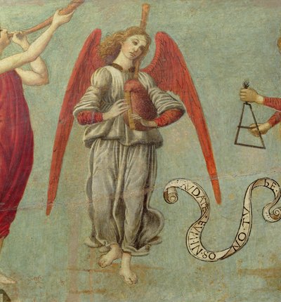 Angelo che suona la cornamusa (dettaglio) da Francesco Botticini