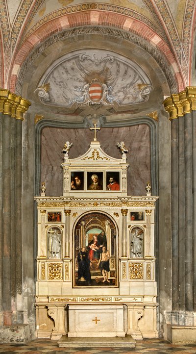 Transetto nord, Altare di San Nicola, Amigone e Fra Mabila 1495, Madonna in trono con Bambino, Sant