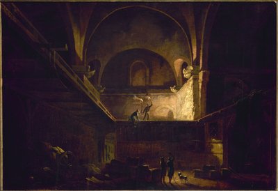 Le Tonnelier du palais des thermes de Julien, 1800 circa (olio su carta su tela) da Francesco Fidanza
