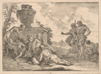 Un Satiro con un Bastone e Altre Sette Figure da Francesco Fontebasso