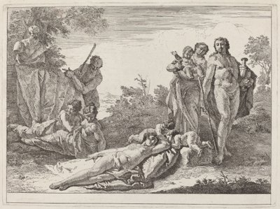 Apollo e ninfe in un paesaggio con un busto di Pan da Francesco Fontebasso