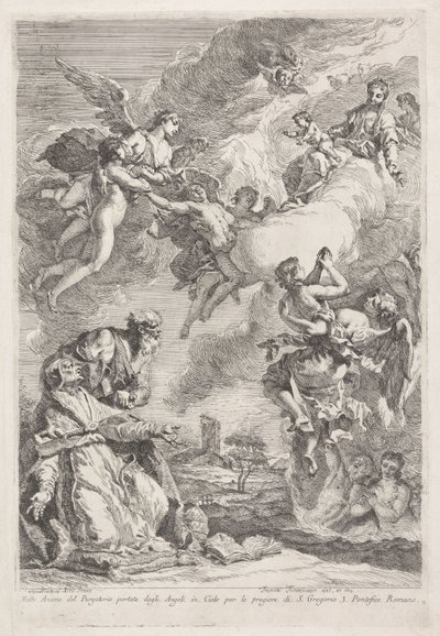San Gregorio Magno e San Girolamo pregano per le anime del purgatorio da Francesco Fontebasso