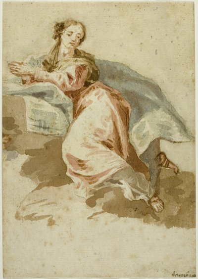 Figura Femminile Drappeggiata in Preghiera da Francesco Fontebasso