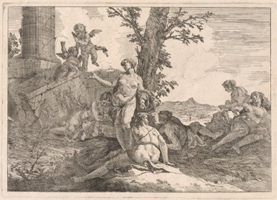 Sei ninfe e due cupidi in un paesaggio da Francesco Fontebasso
