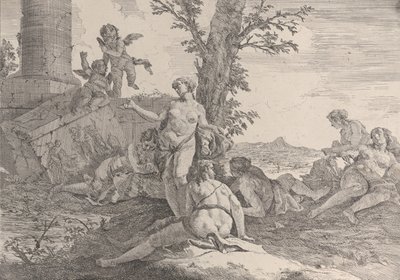 Sei ninfe e due putti, da Baccanali e Storie, 1744 da Francesco Fontebasso