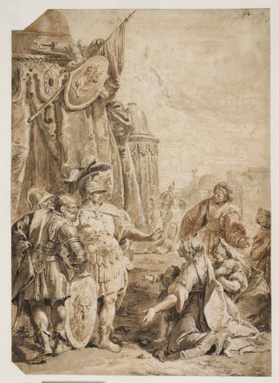 La famiglia di Dario inginocchiata davanti ad Alessandro Magno da Francesco Fontebasso