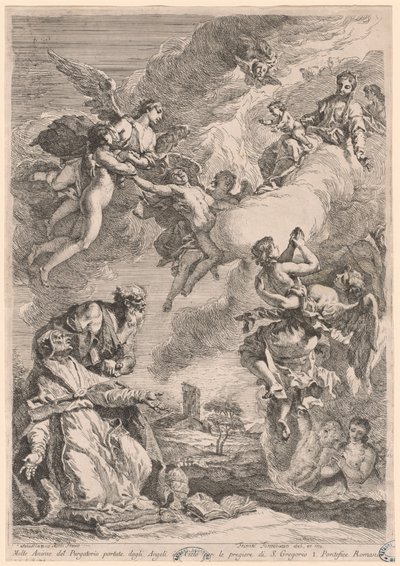 Papa Gregorio Magno e San Vitale che intercedono per le anime in purgatorio da Francesco Fontebasso, after Sebastiano Ricci
