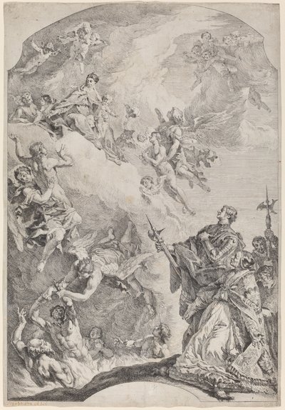 San Gregorio I libera le anime dal Purgatorio da Francesco Fontebasso after Sebastiano Ricci