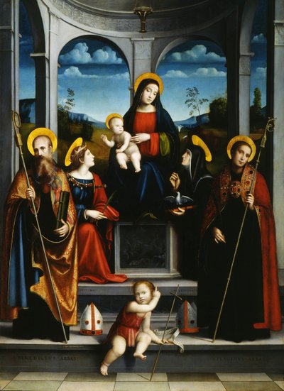 Vergine e Bambino con i Santi Benedetto, Giustina, Placido e Scolastica da Francesco Francia