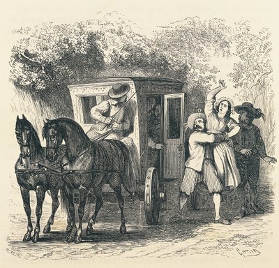 Rapimento di Lucia, episodio da I Promessi Sposi, di Alessandro Manzoni, illustrazione di Francesco Gonin per l