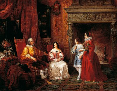 Principe che racconta al giovane principe e a sua madre la decisione di Gertrude di diventare suora, episodio da I Promessi Sposi di Alessandro Manzoni da Francesco Gonin