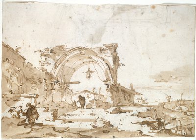 Un capriccio con un arco gotico in rovina da Francesco Guardi