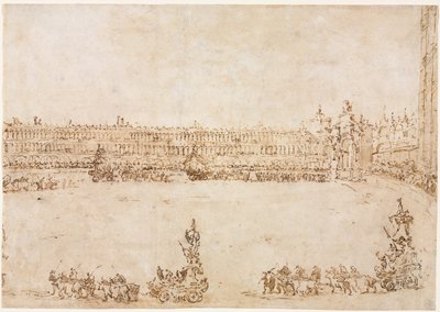 Processione di carri trionfali in Piazza San Marco, Venezia, per la visita dei Conti del Nord (recto) da Francesco Guardi