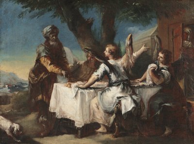 Abramo accoglie i tre angeli da Francesco Guardi